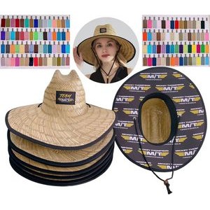 Lifeguard Straw Hat w/Custom Patch & Underneath - 120 Colors On Stock & MOQ 50 Pieces