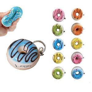 Donut Shaped Pu Stress Ball With Key Chain