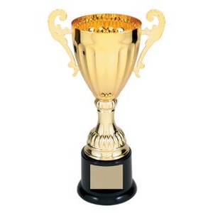 8 3/4" Gold Completed Metal Cup Trophy On Plastic Base