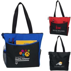 Polyester Convention Tote W/ Side Pockets and Pen Holders