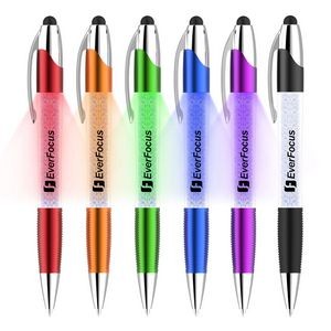 Crystal Stylus Light Up Pen, Colored LED Illuminated