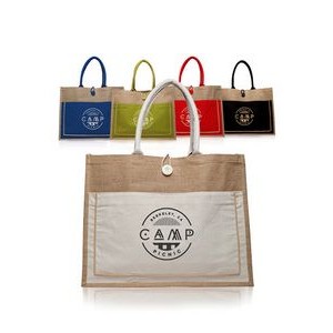 Cotton Pocket Jute Tote Bags (17.75"x13.75")