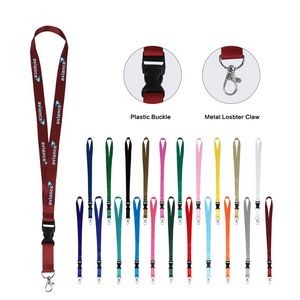 3/4" Full Color Dye Sublimated Lanyard w/ Lobster Hook and Plastic Buckle