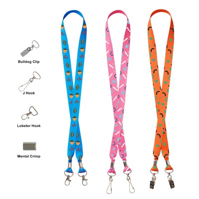 3/4" Custom Double Ended Full Color Sublimated Lanyard