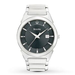Bulova Men's Stainless Steel Bracelet Black Dial Watch