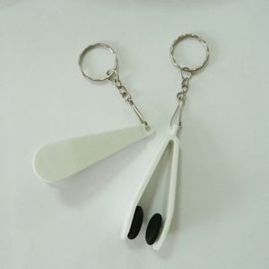 ABS Leaf Handle Microfiber Button Glass Cleaning Keychain